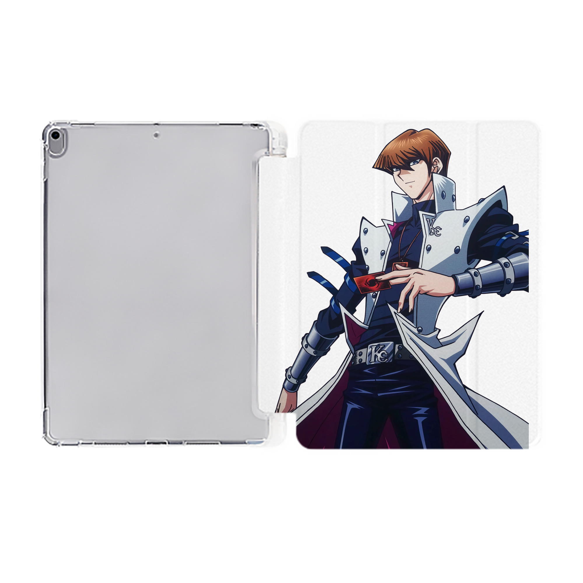 （画像用） 遊☆戯☆王 Yu-Gi-Oh! IPad ケース ペン収納付き 三つ折りスタンド PUレザー×シリコン 対応機種9.5/10.5/10.9インチ